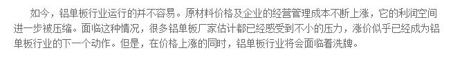 成本上漲利潤(rùn)下降 鋁單板價(jià)格恐上漲